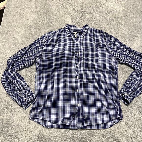 Frank & Eileen Shirt Mens Small Blue White Plaid Luke Cotton Long Sleeve Button - Picture 1 of 8
